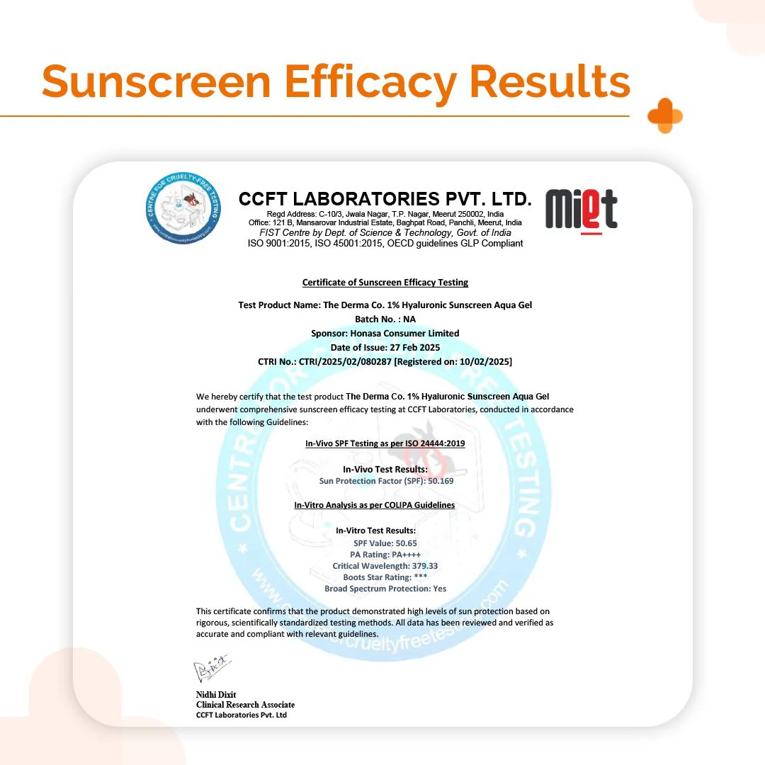 1% Hyaluronic Sunscreen Aqua Gel In Vivo Tested (ISO 24444:2019 Certified, CTRI/2025/02/080287) for Broad Spectrum & Blue Light Protection for Oily, Dry, Acne-prone Skin (Pack of 2) - Image 4