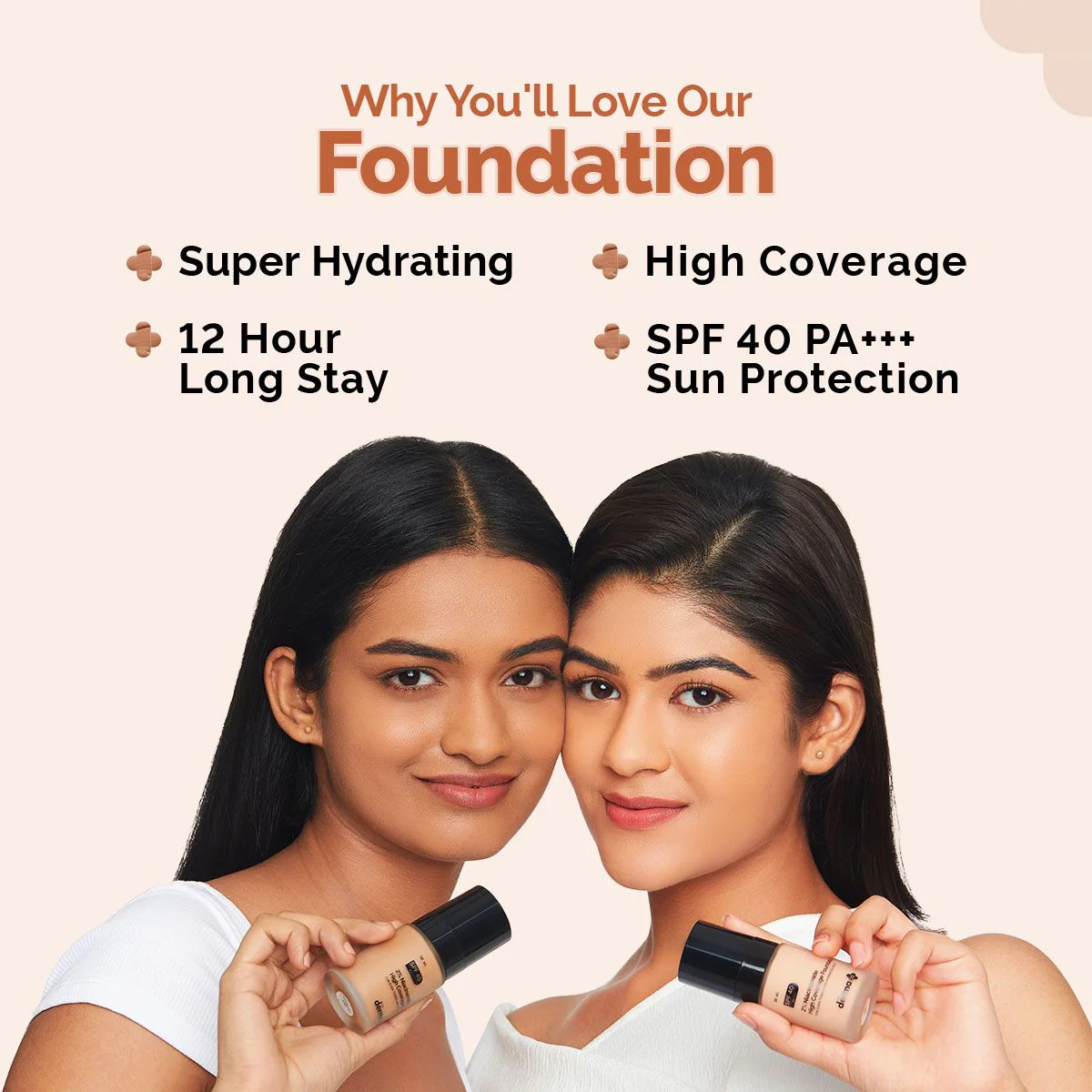 2% Niacinamide High Coverage Foundation With 1% Hyaluronic Acid Complex & SPF 40 PA+++ for 12 Hour Long Stay & 12 Hour Oil Control | 01 Ivory - Image 4