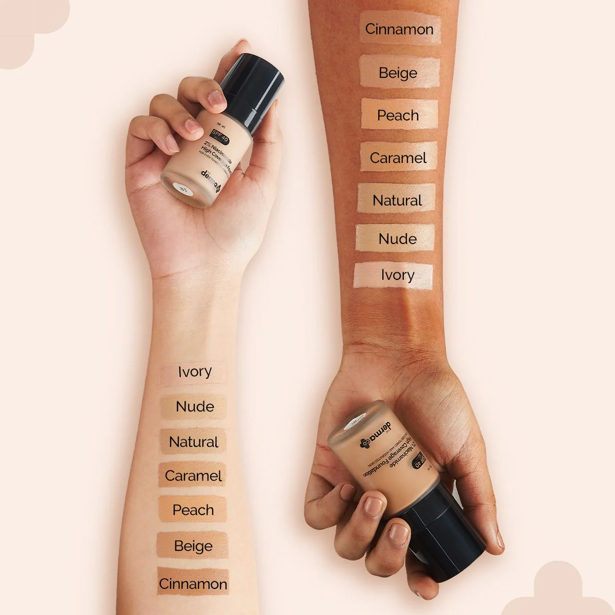 2% Niacinamide High Coverage Foundation With 1% Hyaluronic Acid Complex & SPF 40 PA+++ for 12 Hour Long Stay & 12 Hour Oil Control | 03 Natural - Image 5