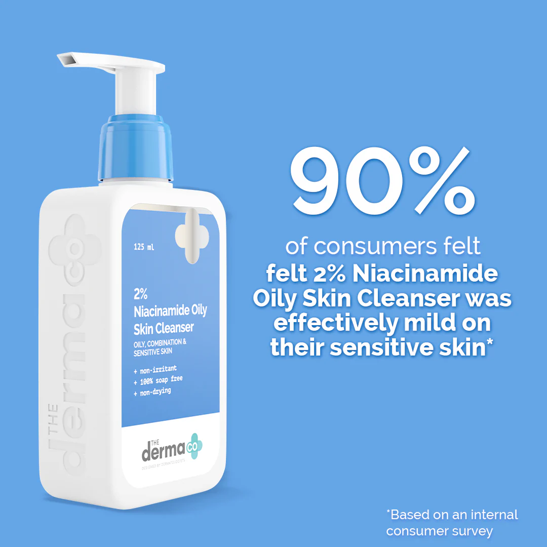2% Niacinamide Oily Skin Cleanser for Sensitive, Oily & Combination Skin 125 ml Non-Irritant | 100% Soap-Free | Non-Drying | Gently Cleanses Makeup - Image 3