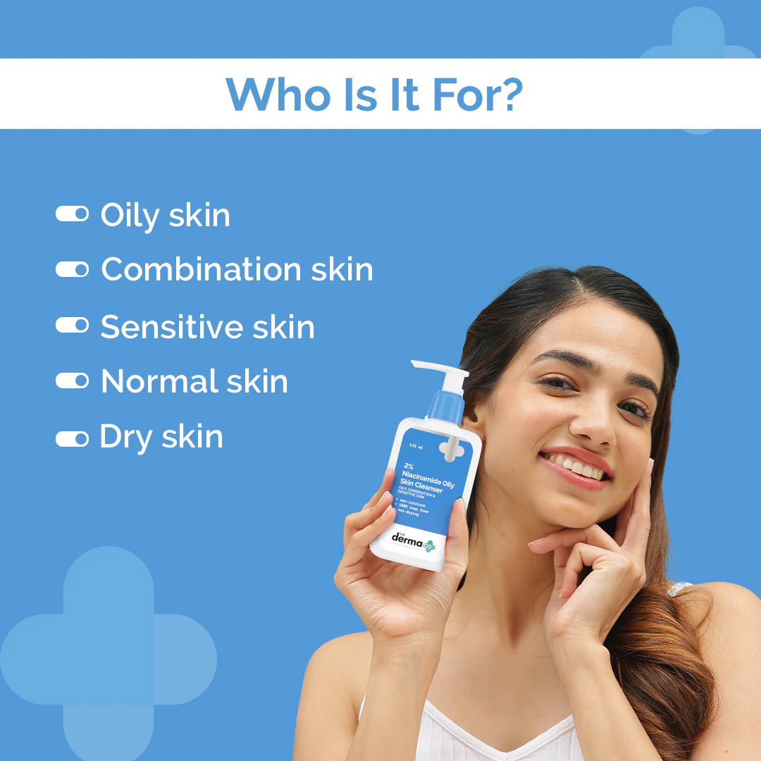 2% Niacinamide Oily Skin Cleanser for Sensitive, Oily & Combination Skin 125 ml Non-Irritant | 100% Soap-Free | Non-Drying | Gently Cleanses Makeup - Image 4