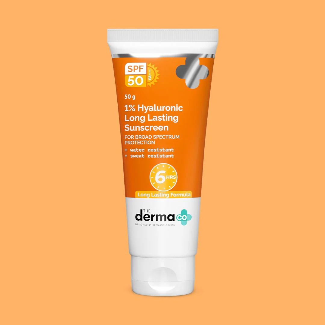 1% Hyaluronic Long Lasting Sunscreen SPF 50 & PA++++ with Hyaluronic Acid & Vitamin E for Upto 6-Hour Sun Protection- 50 g