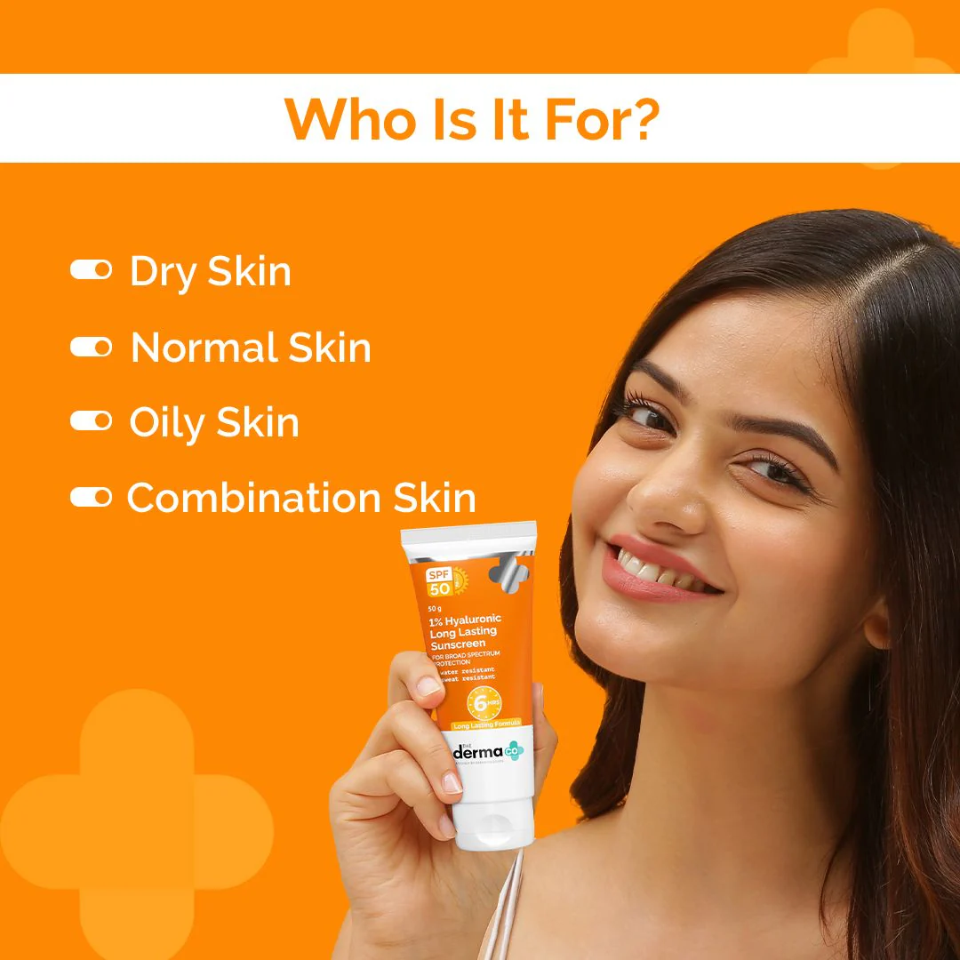 1% Hyaluronic Long Lasting Sunscreen SPF 50 & PA++++ with Hyaluronic Acid & Vitamin E for Upto 6-Hour Sun Protection- 50 g - Image 5